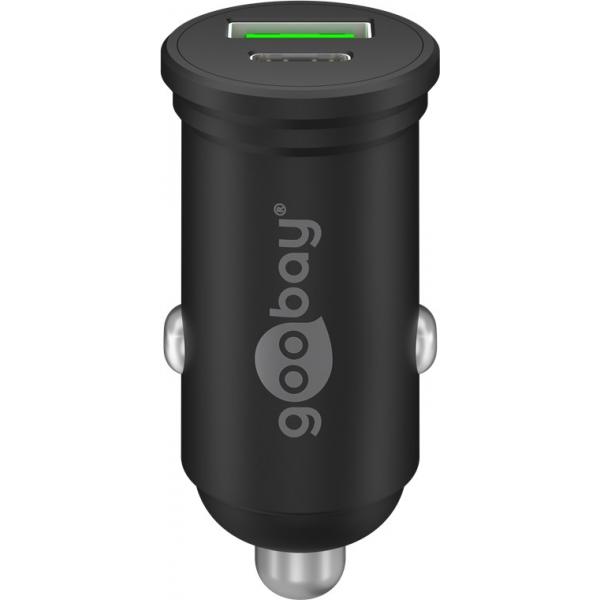 Goobay 61739 Caricabatterie per dispositivi mobili Smartphone Nero Accendisigari Ricarica rapida Interno (Goobay Dual-USB Car Fast Charger USB-C) - E_0009_B47378717