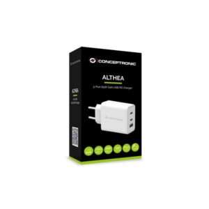 Conceptronic ALTHEA12W Caricabatterie per dispositivi mobili Universale Bianco AC Ricarica rapida Interno (Althea 3-Port 65W Gan Usb Pd - Charger, Qc 3.0 - Warranty: 12M) - E_0009_B47451270