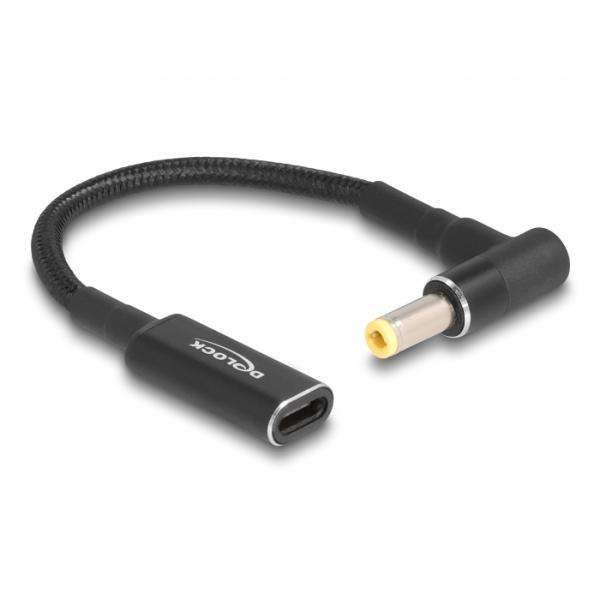 DeLOCK Cavo adattatore per portatile Cavo di ricarica USB Type-C femmina per 5,5 x 2,5 mm maschio 90° angolato 15 cm (Delock Adapter cable for Laptop Chargi) - E_0009_B47451941