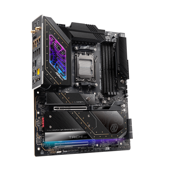 Asrock X870E Taichi AMD X870E Socket AM5 ATX esteso (ASRock X870E TAICHI AMD AM5 Socket Motherboard, E-ATX, 4x DDR5 Slots, 4x M.2 Sockets, Fitted I/O Shield, 5GbE LAN, Wi-Fi 7, 1x HDMI Port / 2x USB- - E_0009_B49655440