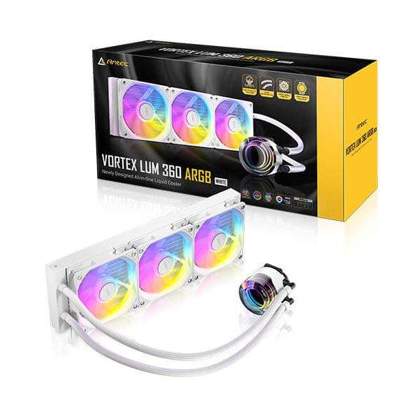 Antec Vortex Lum 360 White ARGB Processore Kit di raffreddamento a liquido 12 cm Bianco (Antec Vortex Lum 360 ARGB White CPU Liquid Cooler - Intel & AMD Compatible, 3 x 120mm ARGB Fans, Suspended Spi - E_0009_B50342363
