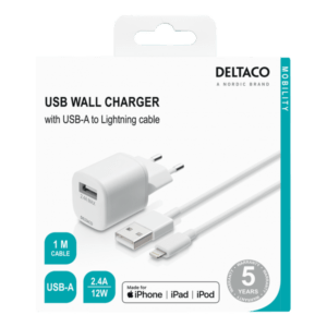 Deltaco USB-AC181 Caricabatterie per dispositivi mobili Universale Bianco AC Interno (DELTACO USB-AC181 str?mforsyningsadapt) - E_0009_B50473583