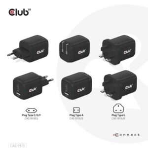 CLUB3D CAC-1913EU Travel Charger 65W GaN (Club 3D str?mforsyningsadapter) - E_0009_B50477144