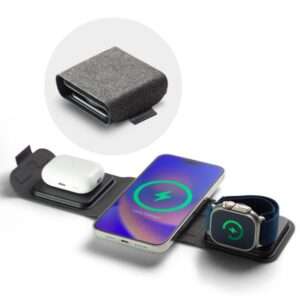 mophie 401311507 Caricabatterie per dispositivi mobili Cuffie, Auricolare, Smartphone, Orologio intelligente Nero USB Carica wireless Ricarica rapida Interno (MOPHIE 3IN1 TRAVEL CHARGER CHAR) - E_0009_B50494571