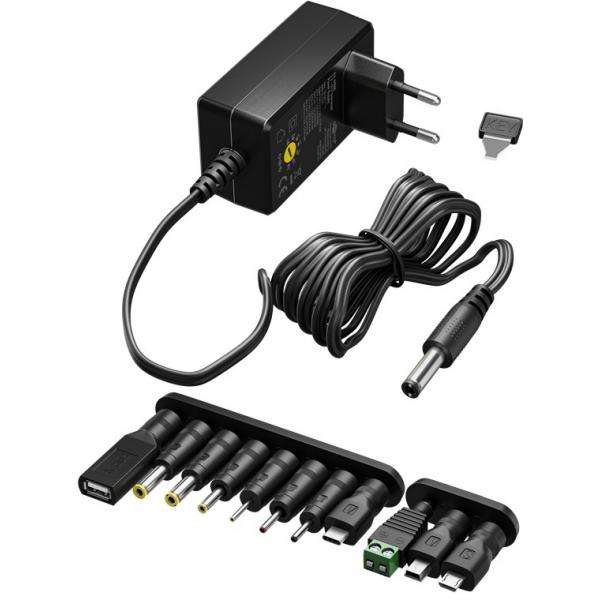 Goobay 64568 Caricabatterie per dispositivi mobili Universale Nero AC Interno (Universal Power Supply 3 V - 12 V, Max) - E_0009_B50900798