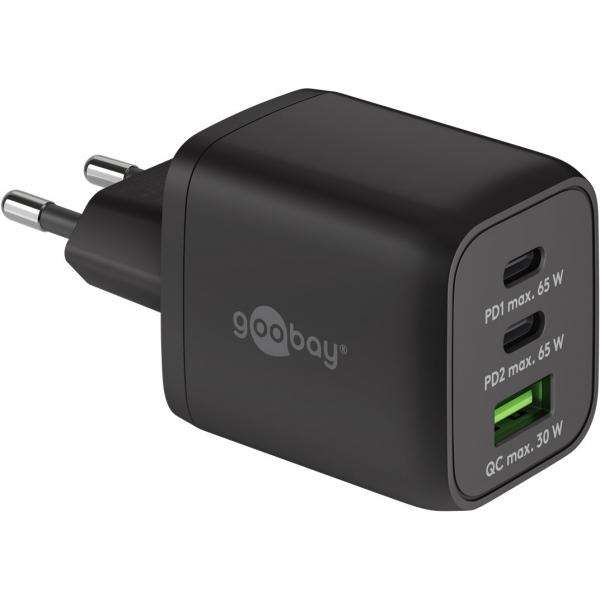 Goobay 64753 Caricabatterie per dispositivi mobili Cuffie, Smartphone, Tablet Nero AC Ricarica rapida Interno (USB-C™ PD Multiport Quick Charger [65) - E_0009_B50902308