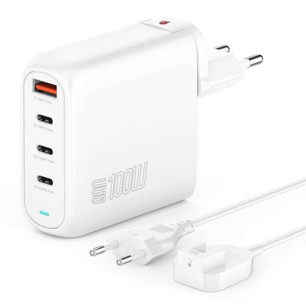 4smarts GaN Flex Pro Universale Bianco AC Ricarica rapida Interno (Charger GaN Flex Pro 100W 3 USB-C+1 US) - E_0009_B50909527