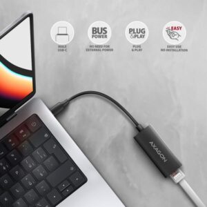 Axagon ADE-ARC USB-C 3.2 Gen 1 - Gigabit Ethernet 10/100/1000 Adapter - Adapter - Digital/Daten 1000 Mbit/s (*ADE-ARC USB-C 3.2 Gen 1 LAN adapter 1) - E_0009_B51865303