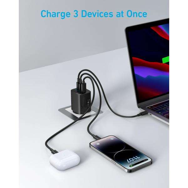 Anker 336 Charger (67W) Computer portatile, Telefono cellulare, Computer portatile, Power bank, Smartphone, Orologio intelligente, Tablet, Orologio, Indossabili Nero USB Ricarica rapida Interno - E_0015_ 16406222000