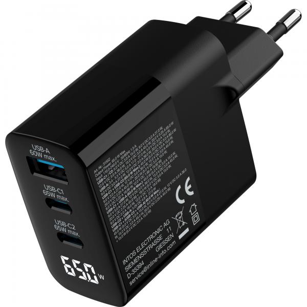 InLine Alimentatore USB PD, caricatore GaN, 3 porte, USB-C + USB-A, 65W, display - E_0015_ 19372741000