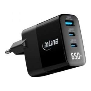 InLine Alimentatore USB PD, caricatore GaN, 3 porte, USB-C + USB-A, 65W, display - E_0015_         19372741000