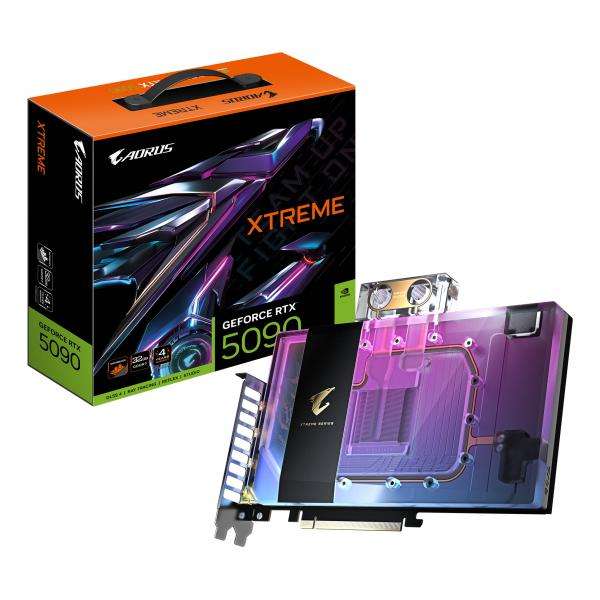 GIGABYTE AORUS GeForce RTX 5090 XTREME WATERFORCE WB 32G Scheda Grafica - 32 GB GDDR7, 512 bit, PCI-E 5.0, 2655 MHz Frequenza Base, 3 x DP 2.1a, 1 x HDMI 2.1b, NVIDIA DLSS 4, GV-N5090AORUSX WB-32GD - E_0015_ 20227303000
