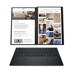 ASUS Zenbook Duo UX8406CA-PZ068X Intel Core Ultra 9 285H Ibrido (2 in 1) 35,6 cm (14") Touch screen 3K 32 GB LPDDR5x-SDRAM 2 TB SSD Wi-Fi 7 (802.11be) Windows 11 Pro Tedesco Grigio - E_0016_1CAH-0ML