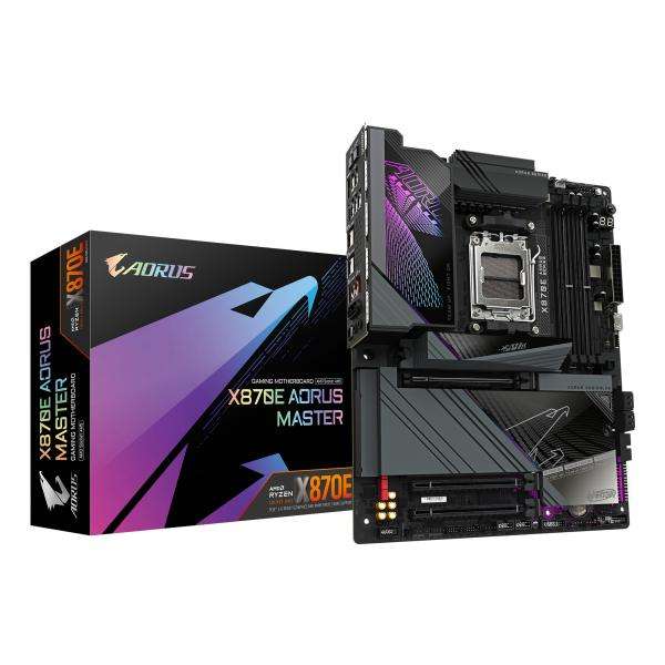 GIGABYTE X870E AORUS MASTER Scheda Madre - Supporta CPU AMD Ryzen 9000, 16+2+2 fasi VRM digitali, fino a 8600MHz DDR5 (OC), 3xPCIe 5.0 + 1xPCIe 4.0, Wi-Fi 7, LAN 5GbE, USB 4 - E_0016_2305-8P7