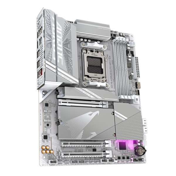 GIGABYTE X870 AORUS ELITE WIFI7 ICE Scheda Madre - Supporta CPU AMD Ryzen 9000, 16+2+2 fasi VRM digitale, fino a 8200MHz DDR5 (OC), 3xPCIe 5.0 + 1xPCIe 4.0, Wi-Fi 7, LAN 2.5GbE, USB 4 - E_0016_2305-8P9