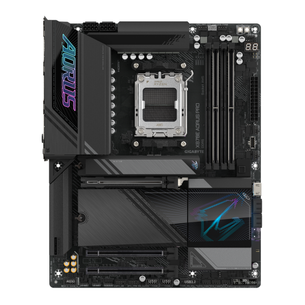 GIGABYTE X870E AORUS PRO Scheda Madre - Supporta CPU AMD Ryzen 9000, 16+2+2 fasi VRM digitali, fino a 8000MHz DDR5 (OC), 3xPCIe 5.0 + 1xPCIe 4.0, Wi-Fi 7, LAN 2.5GbE, USB 4 - E_0016_2305-8PC