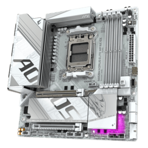 GIGABYTE B850M AORUS ELITE WIFI6E ICE Scheda Madre - Processori AMD Ryzen Serie 9000, 12+2+1 fasi VRM digitali, fino a 8200MHz DDR5 (OC), 1xPCIe 5.0 + 1xPCIe 4.0 M.2, LAN 2.5, WIFI 7, USB 3.2 Gen 2 - E_0016_2305-8Q9