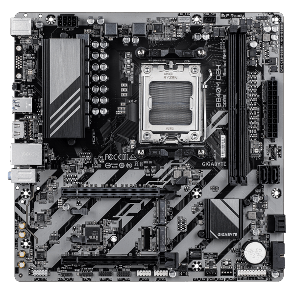 GIGABYTE B840M D2H Scheda madre - CPU AMD Ryzen 9000, VRM a 5+2+2 fasi, fino a 7600 MHz DDR5, 1xPCIe 4.0 + 1xPCIe 3.0 M.2, LAN 2.5GbE, USB 3.2 Gen 1 - E_0016_2305-8R2