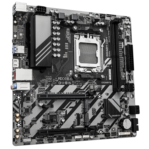 GIGABYTE B840M D2H Scheda madre - CPU AMD Ryzen 9000, VRM a 5+2+2 fasi, fino a 7600 MHz DDR5, 1xPCIe 4.0 + 1xPCIe 3.0 M.2, LAN 2.5GbE, USB 3.2 Gen 1 - E_0016_2305-8R2